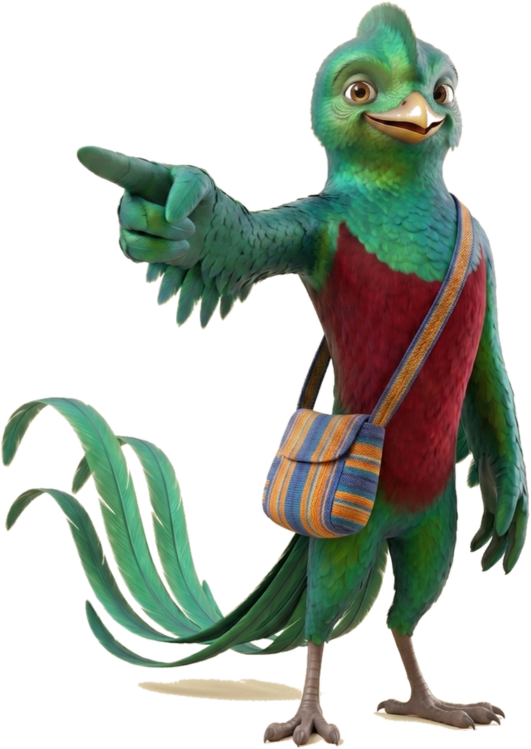 Kuuk, el quetzal de SUMMA, señala el botón de compra